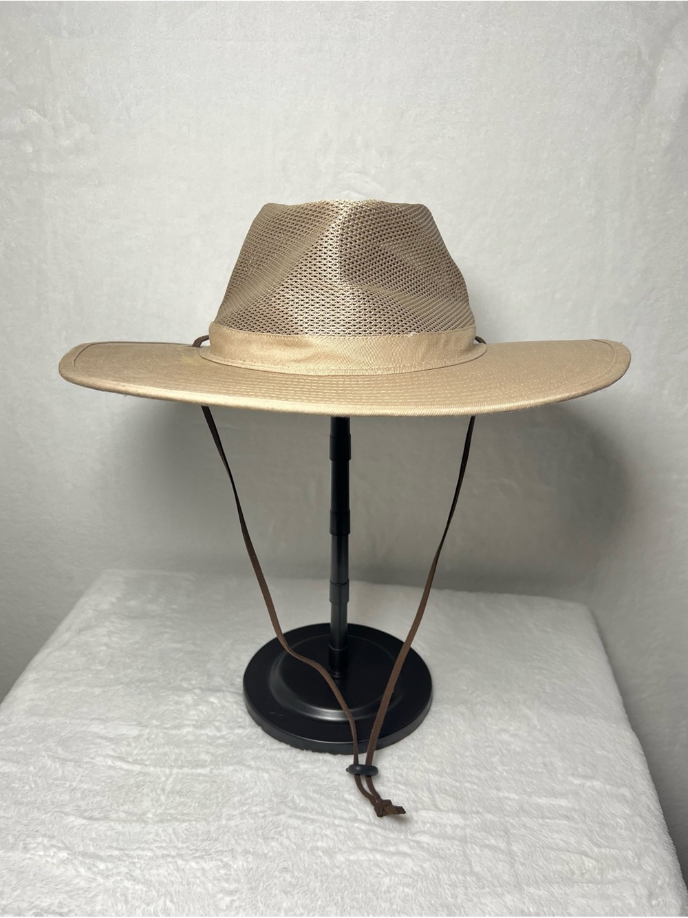 GOLDCOAST SUNWEAR Beige Khaki Panama Rancher Wide Brim Sun Hat with Chin Cord